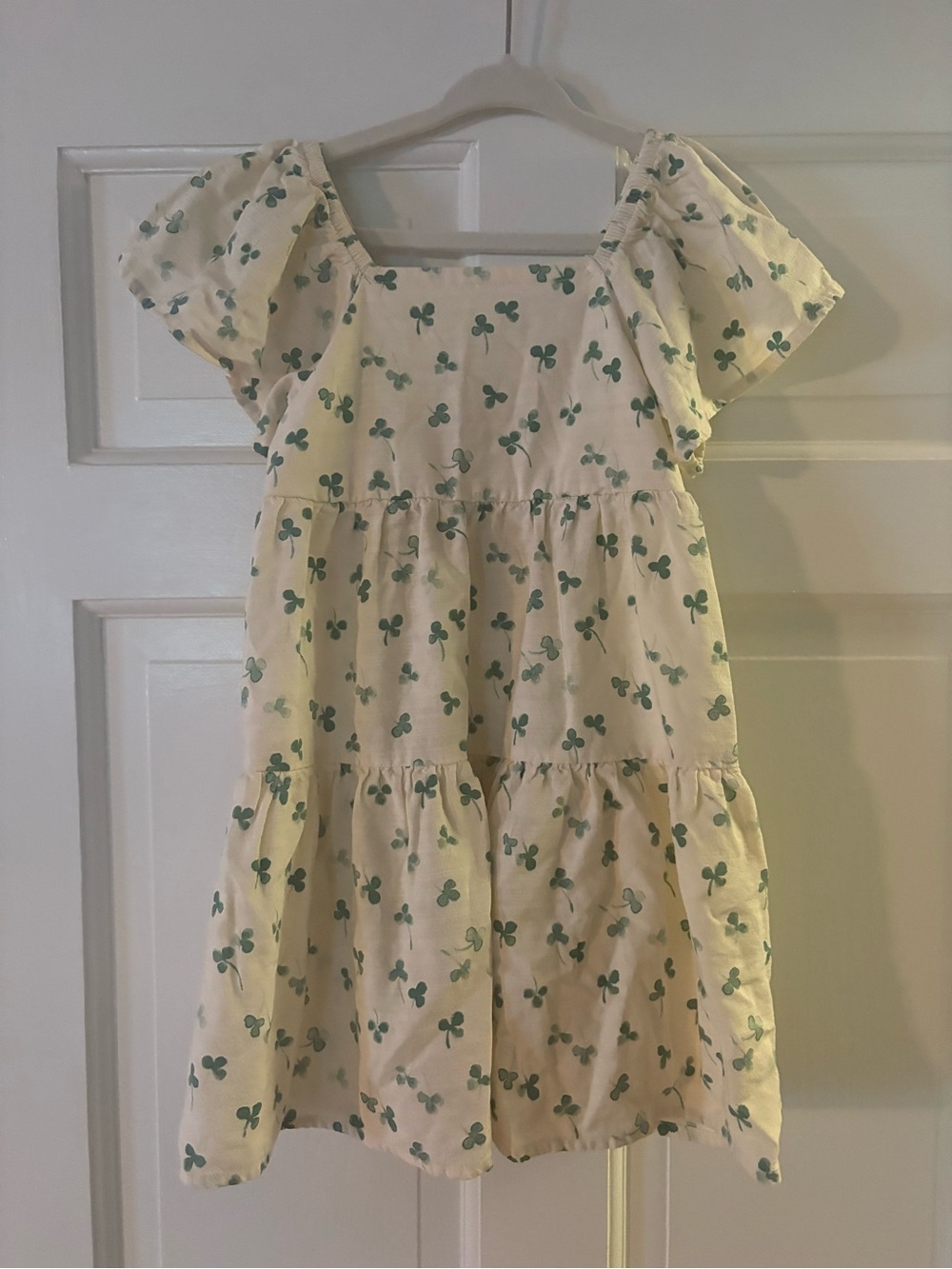 Cat & Jack Cream Dress with Green Clover Print